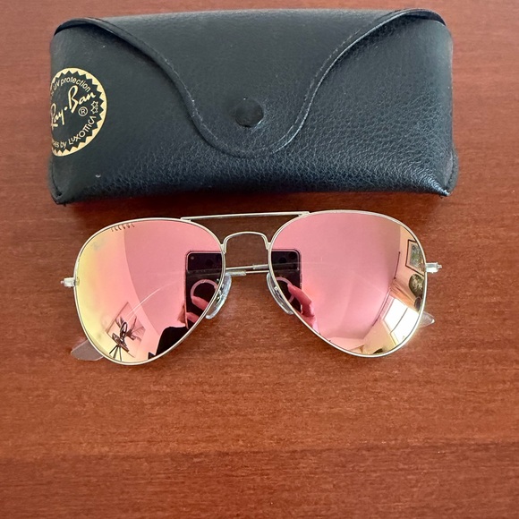 Ray-Ban RB3025 Pink Mirror Aviator Sunglasses - Picture 1 of 6